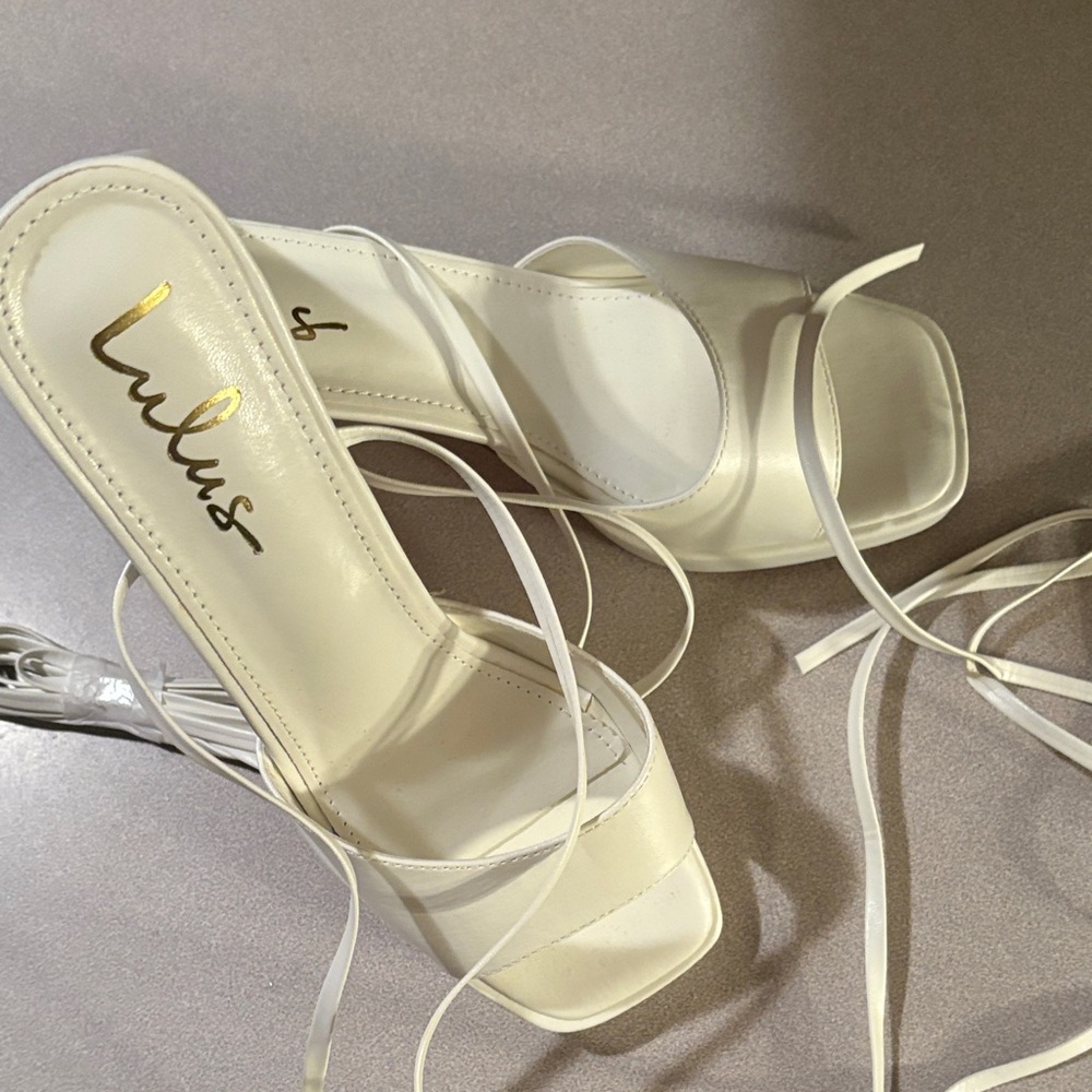 Lulu's Cream Strappy Heels